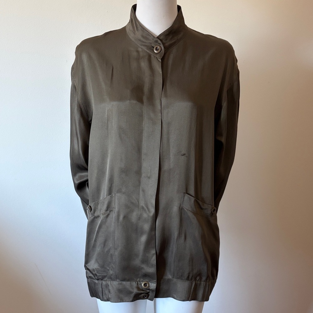 Jaeger Vintage Women's Olive Silk Jacket